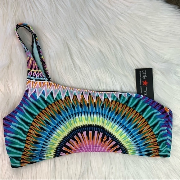 NWT Bar III One Shoulder Sunburst Top Md - Picture 2 of 9